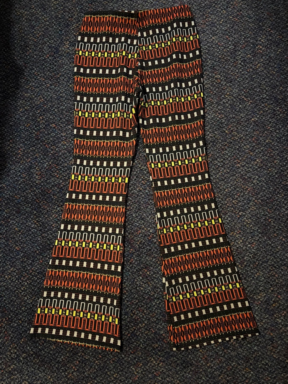 Zara Rust and Black Geometric Print Pull On Knit Wide Leg Pants Size L